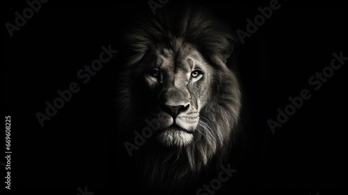 Portrait of a Beautiful lion lion at the waterhole photo