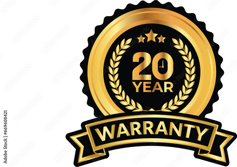 Fototapeta premium 20 years warranty badge and warranty seal stamp