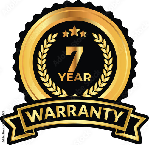 7 years warranty badge and warranty seal stamp