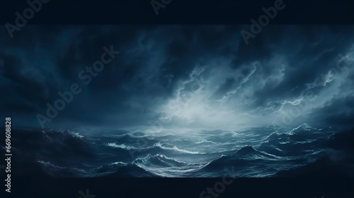 horror black blue sky sea haunted cloud scary ocean photo