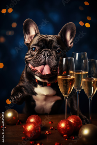 French Bulldog rings in New Year with stylish festive party glasses  © fotogurmespb