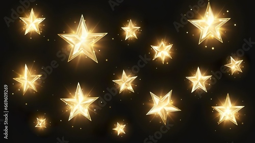 Set of Shine glowing stars Vector Golden Sparks