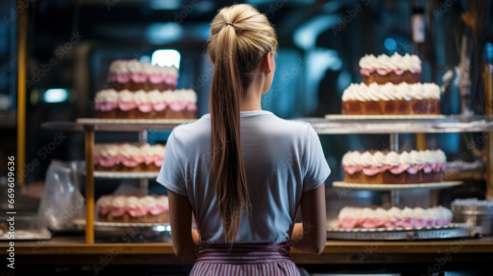 Sweet Temptations: A Bakery Worker Crafting and Selling Delectable Cakes, Generative AI
