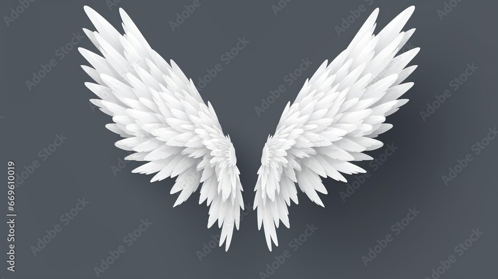 Obraz premium Realistic isolated angel wings with white feathers