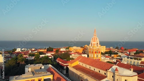 Wallpaper Mural Aerial shots of the beautiful city of Cartagena, its beaches, statue of the catalina indian and historical center. Torontodigital.ca