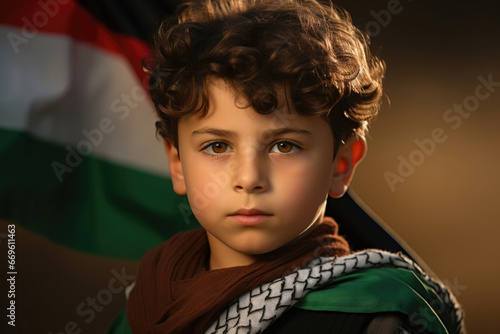 Palestinian child with Palestinian flag