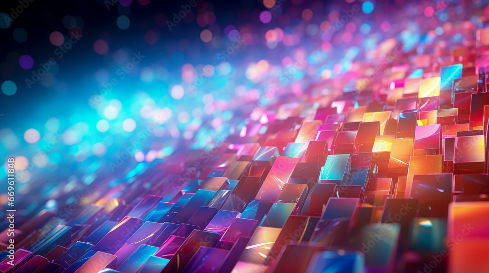 Obraz premium Vibrant Holographic Texture: A Symphony of Color and Light, created with Generative AI technology.