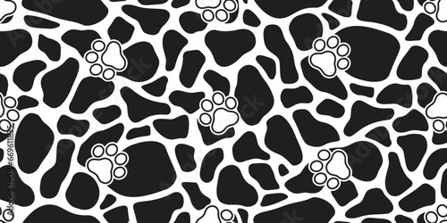 dog paw seamless pattern footprint camouflage texture pet cat french bulldog puppy kitten vector cartoon doodle gift wrapping paper repeat wallpaper tile background scarf isolated illustration design