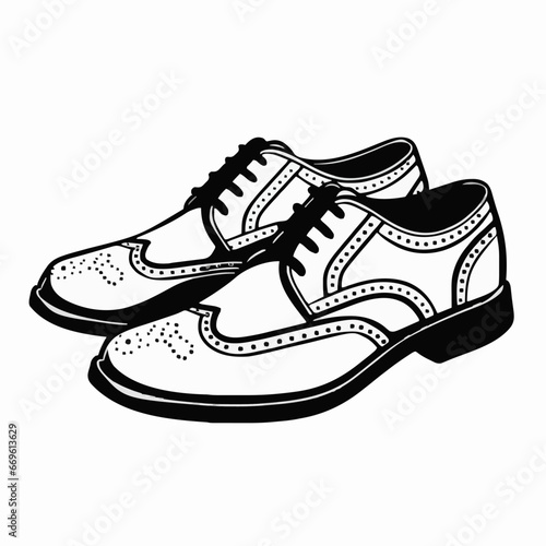 Fashion A pair of wingtip shoes minimalist flat illustration. Created using Generative AI Technology