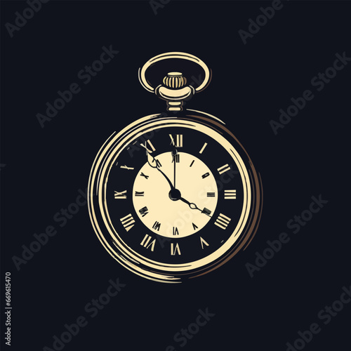 Objects A pocket watch marking time minimalist flat illustration. Created using Generative AI Technology