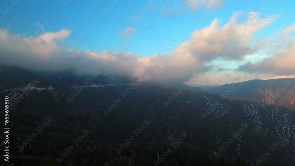 Aerial Shot Of Mountain Ranges With Trees Against Blue Sky - Big Bear Lake, California Aerial Shot Of Mountain Ranges With Trees Against Blue Sky - Big Bear Lake, California