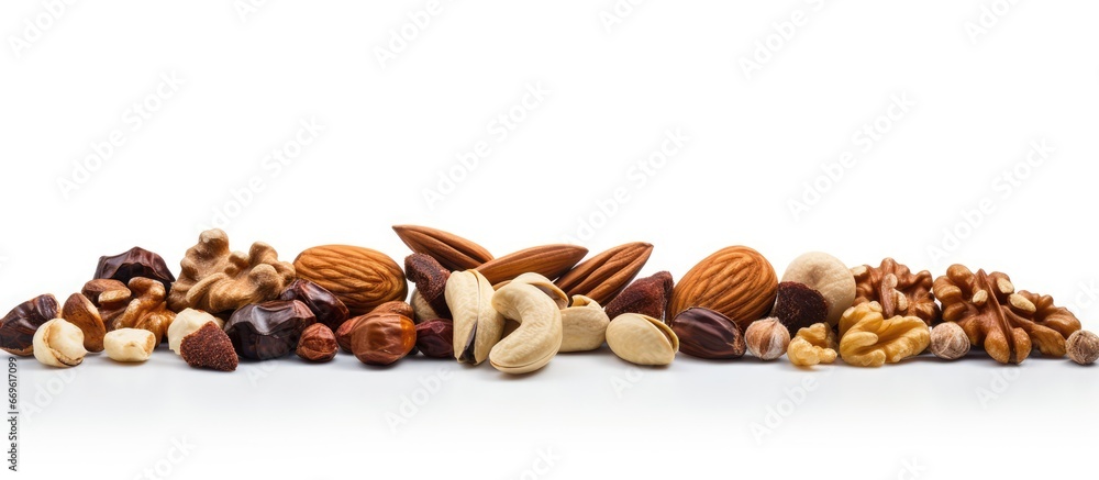 Assorted dried nuts fruits and chocolate Assorted dried nuts fruits and chocolate