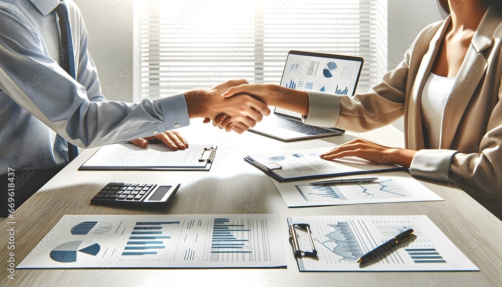 Business man handshake in the office, business meeting concept, successful deal