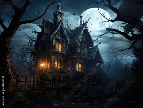spooky halloween house in the moonlight © Nikodem