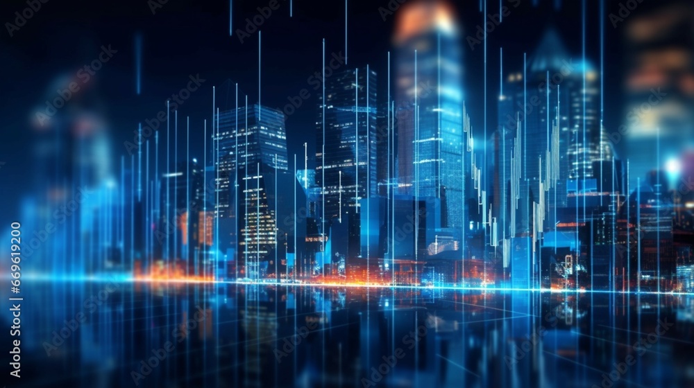 Abstract blue glowing big data forex chart on blurry generative ai Abstract blue glowing big data forex chart on blurry generative ai