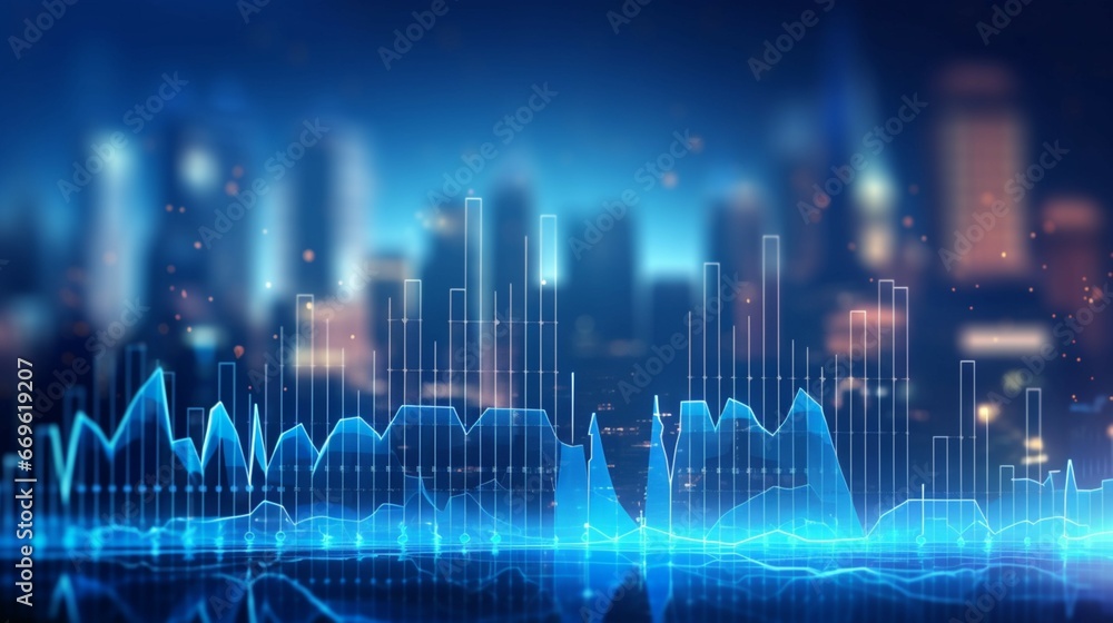 Abstract blue glowing big data forex chart on blurry generative ai Abstract blue glowing big data forex chart on blurry generative ai
