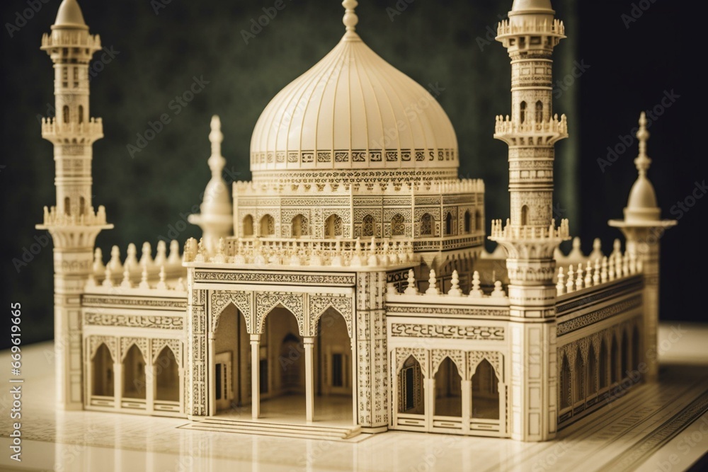 Detailed image of small mosque. Generative AI
