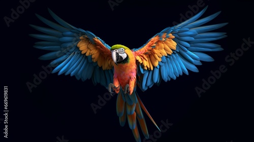 Art design spectacular macaw colors macaw flaying generative ai