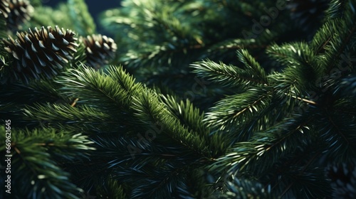 Christmas tree branches background generative ai