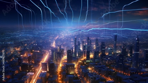 city which is conected with fiber optic cables going generative ai