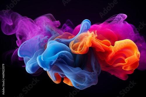 Colorful, abstract smoke circle. Generative AI