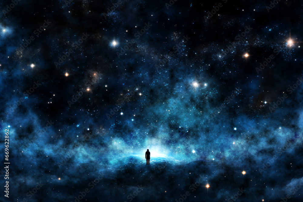 person and starry night sky