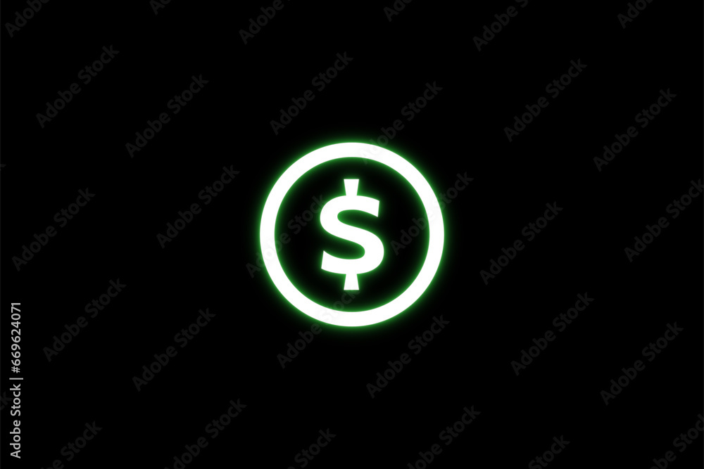 Dollar neon icon vector illustration Dollar neon icon vector illustration