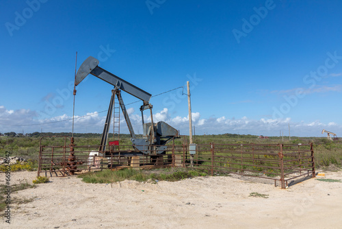 oil field near Galvaston, Texas, at the sea
