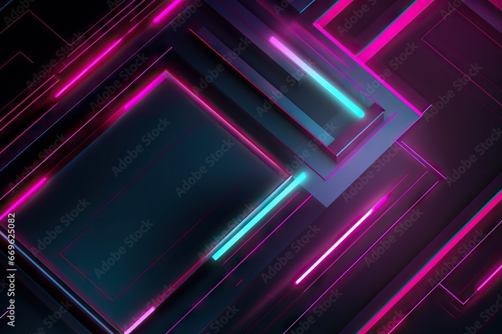 Background with geometric neon tech patterns