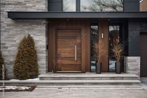 modern wooden door in a house photo