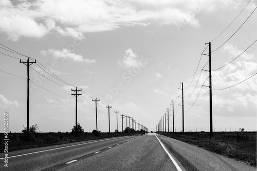highway in texas with wooden eletrical pylons at the side, Texas, Willie photo