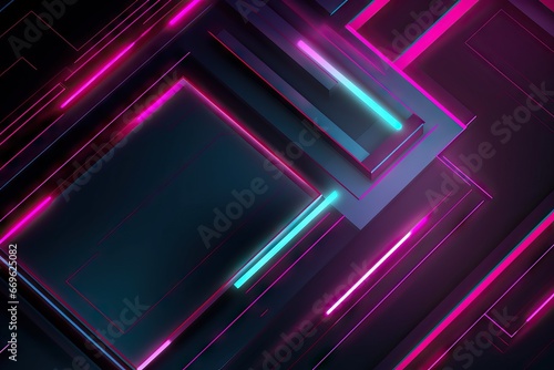 Background with geometric neon tech patterns