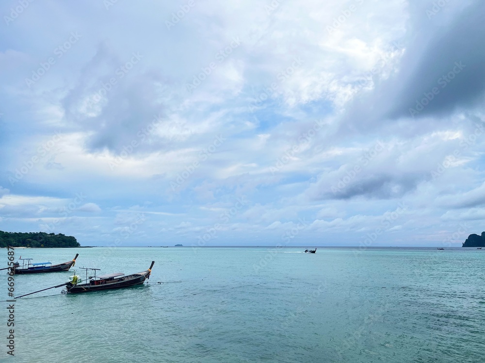 boat on the beach at Phiphi Island, Krabi, Thailand 