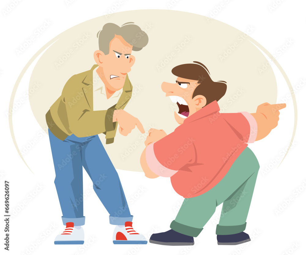 Men argue furiously. Illustration for internet and mobile website.