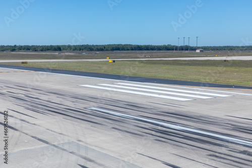 detail of touchdown area of a runway for big jets photo