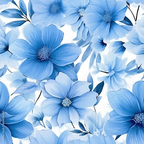 seamless pattern with blue flowers