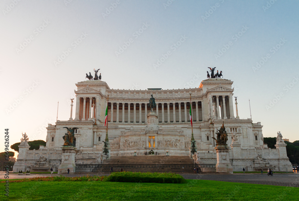 view of Monument of Victor Emmanuel II on Venice Square , Rome, Italy