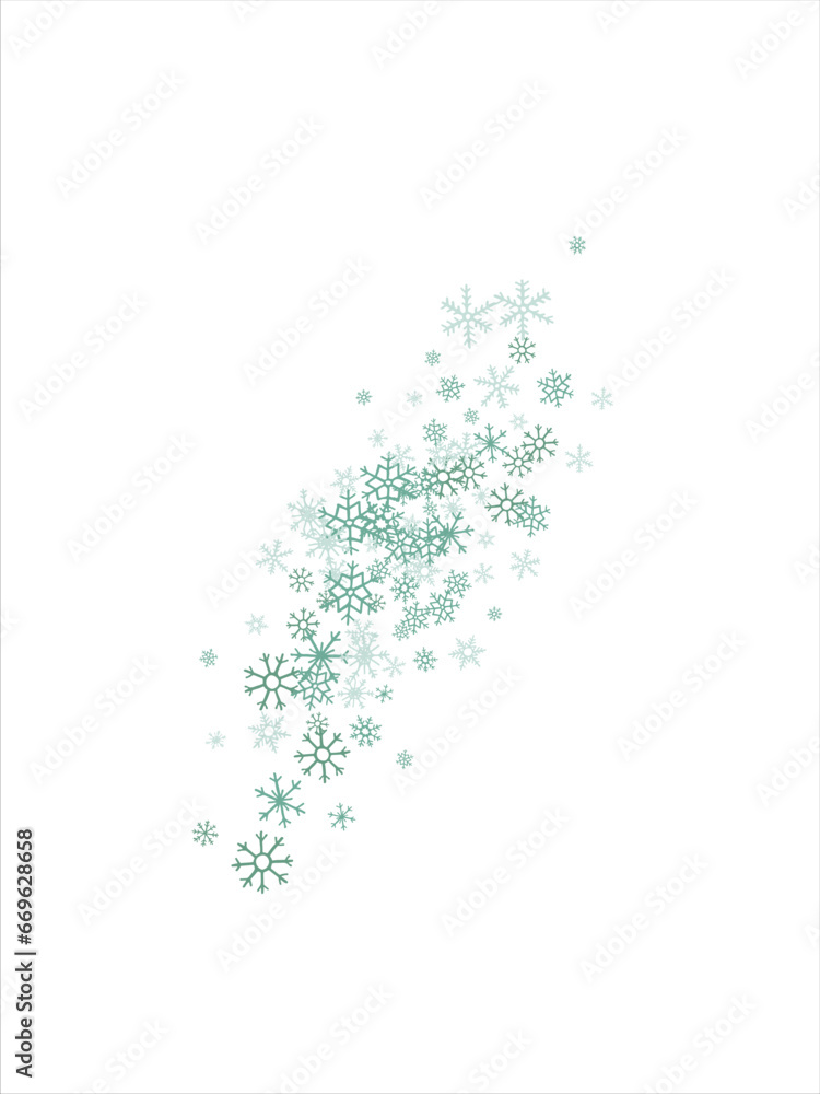 Obraz premium winter snow with blue snowflakes on a white background. Festive Christmas banner, New Year card. Symbols of frosty winter. Vector illustration.