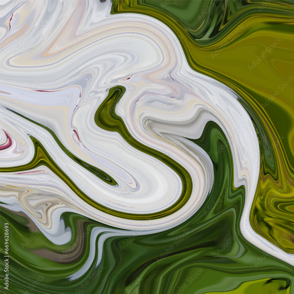 Fototapeta premium Abstract light green geometric background, liquid acrylic flow, marble effect