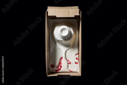 Top-down image of a milk carton. Generative AI