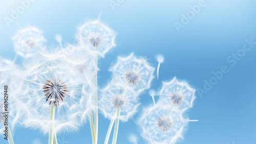 Beautiful fantasy abstract 3D dandelions close up background