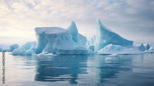 Ice and icebergs melting because of the global warming 