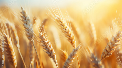 Spikes of ripe wheat in sun