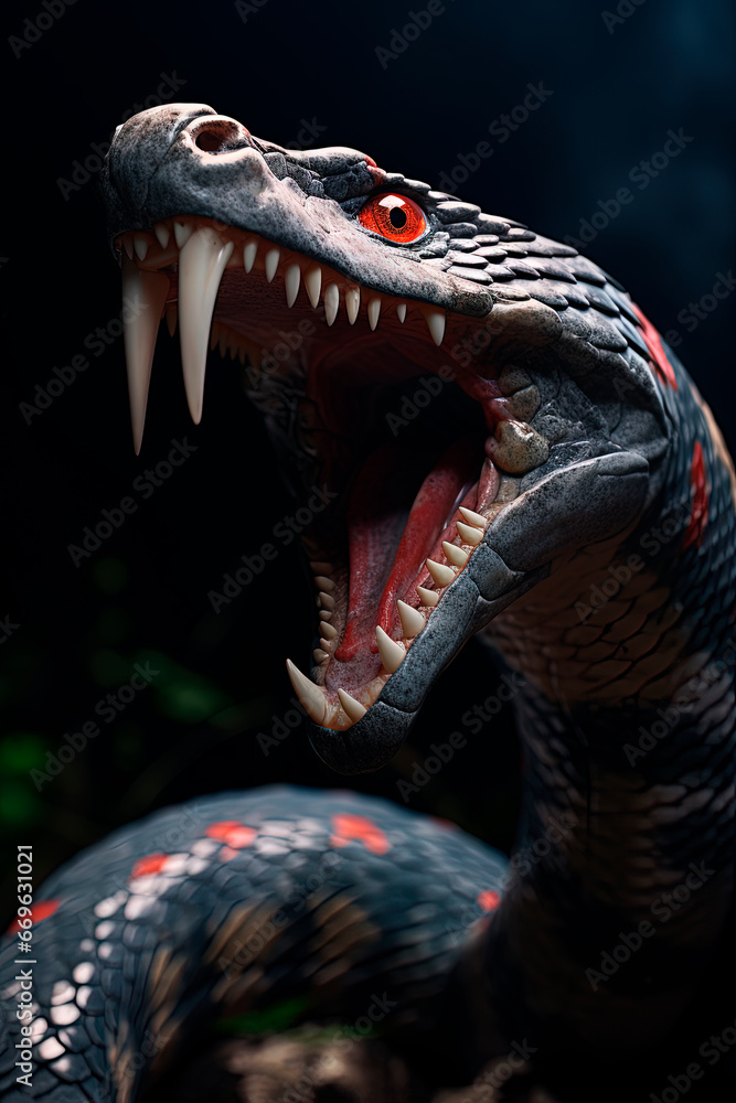 Fototapeta premium Snake attack. Reptiles. Generative AI
