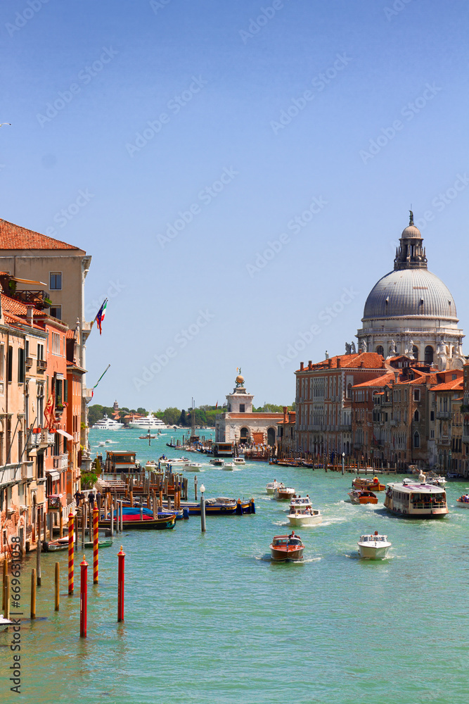 Grand canal and Basilica Santa Maria della Salute at sunny day, Venice, Italy