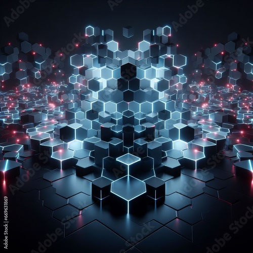 An abstract technical background image using random colors and geometrical shapes