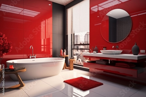 Bathroom in classic style and red tones photo