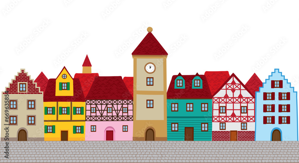 Vector illustration of traditional central European houses