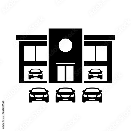 Car dealership icon. New cars. Approved used cars. Vector icon isolated on white background.