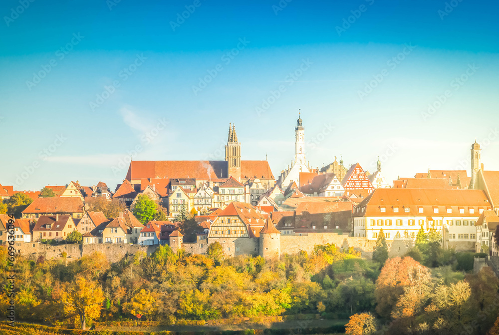 panoramic view of Rothenburg ob der Tauber, Germany